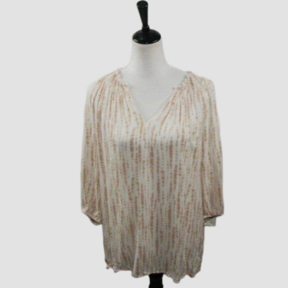 Wallpapher Tan/White Patterned Tunic Size Medium